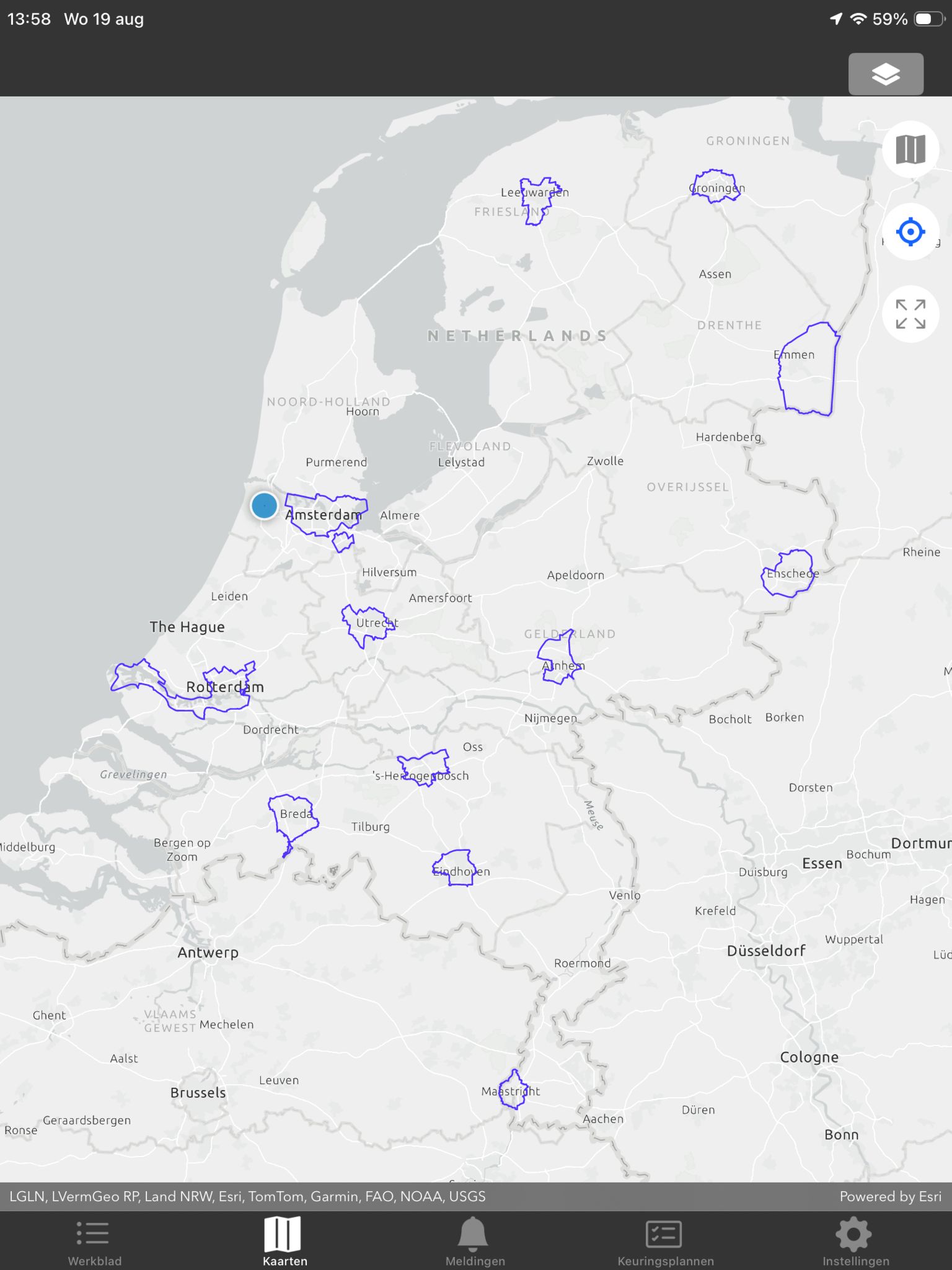 Objecten op kaart