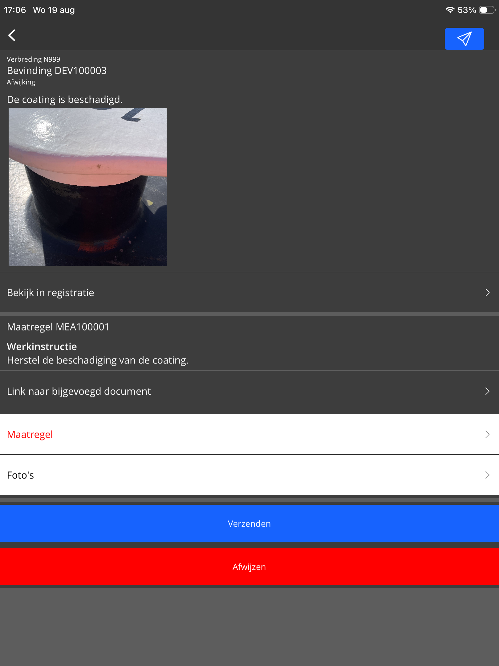 Maatregel in app