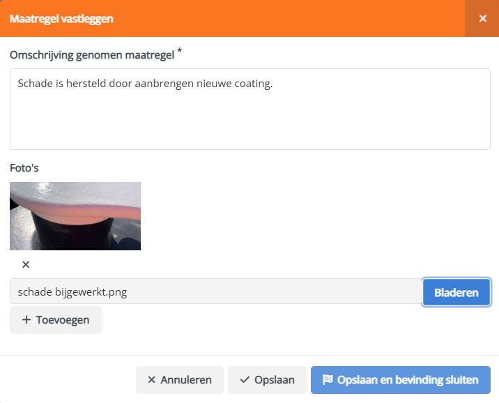 Bevinding opvolgen met maatregel 3