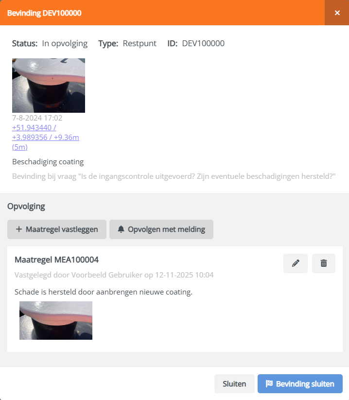 Bevinding opvolgen met maatregel 4