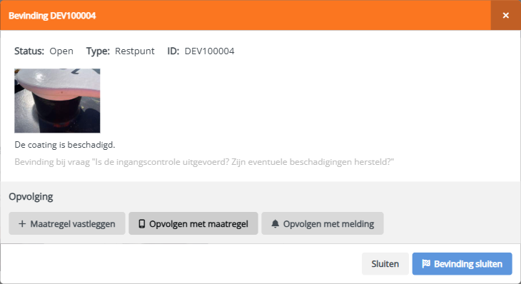 Bevinding opvolgen met maatregel 3