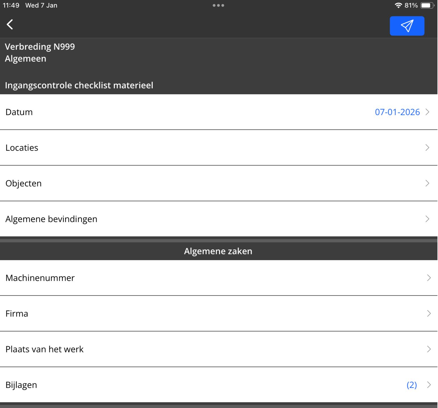 Bijlagevraag in app 1